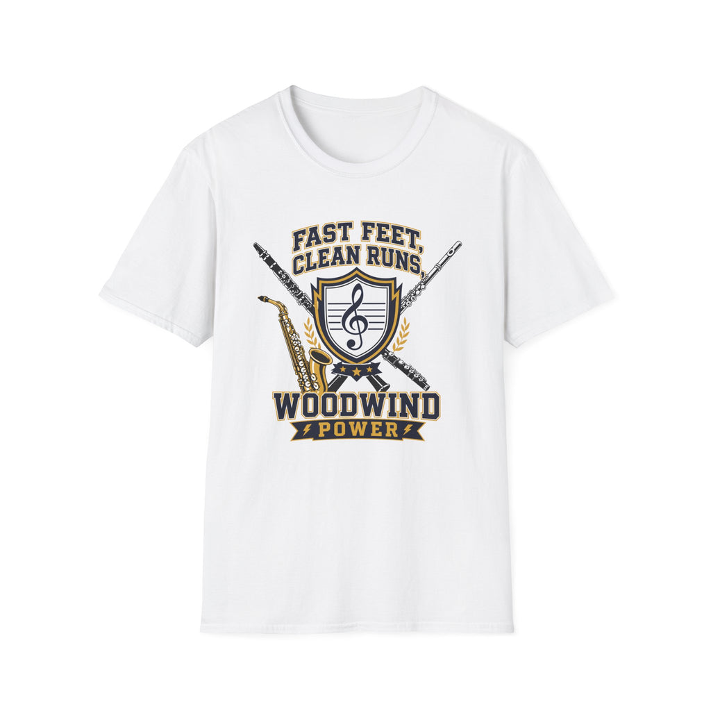 Woodwind Instrument T-Shirt — "Fast Feet, Clean Runs" Band Music Tee