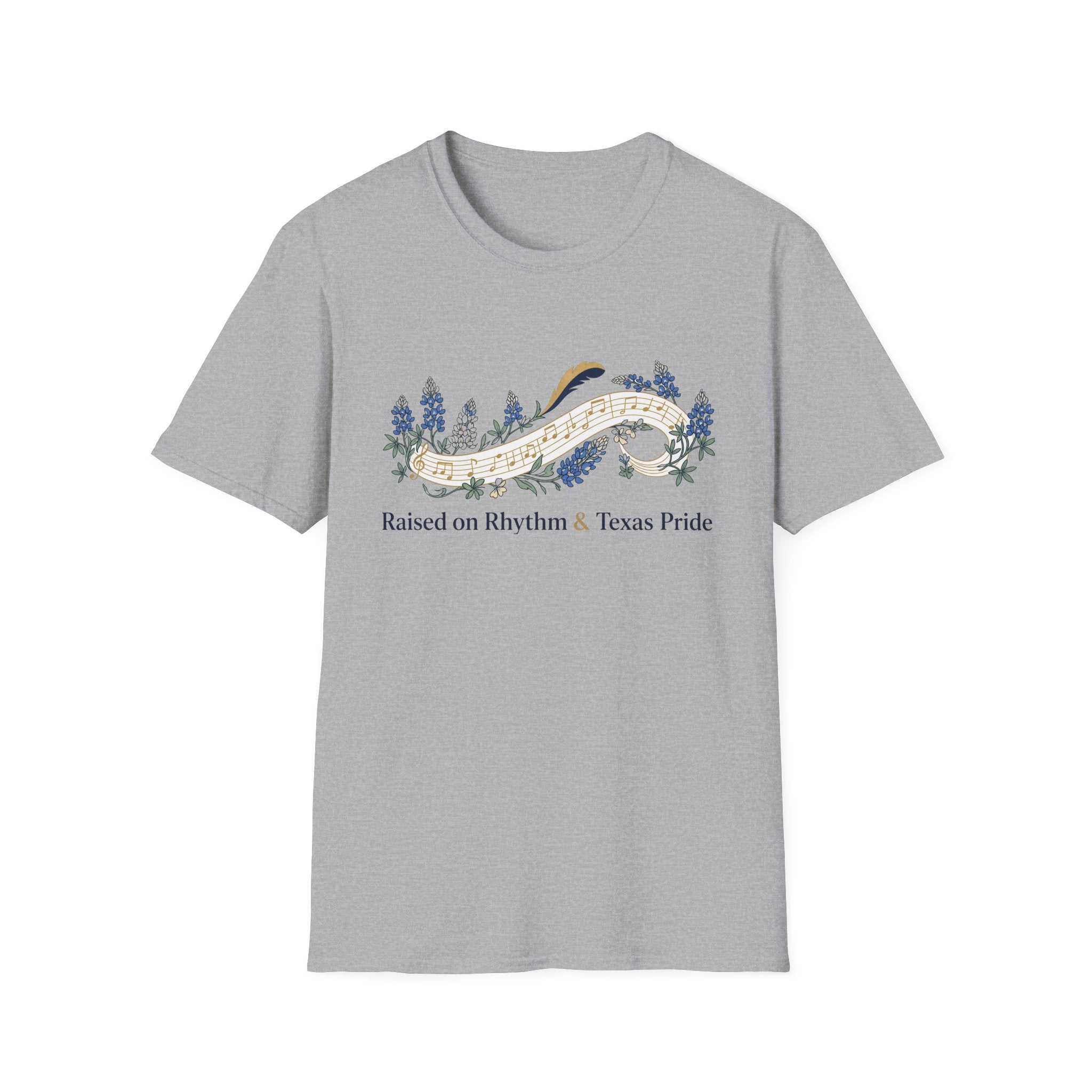 Raised on Rhythm and Texas Pride Bluebonnets T-shirt