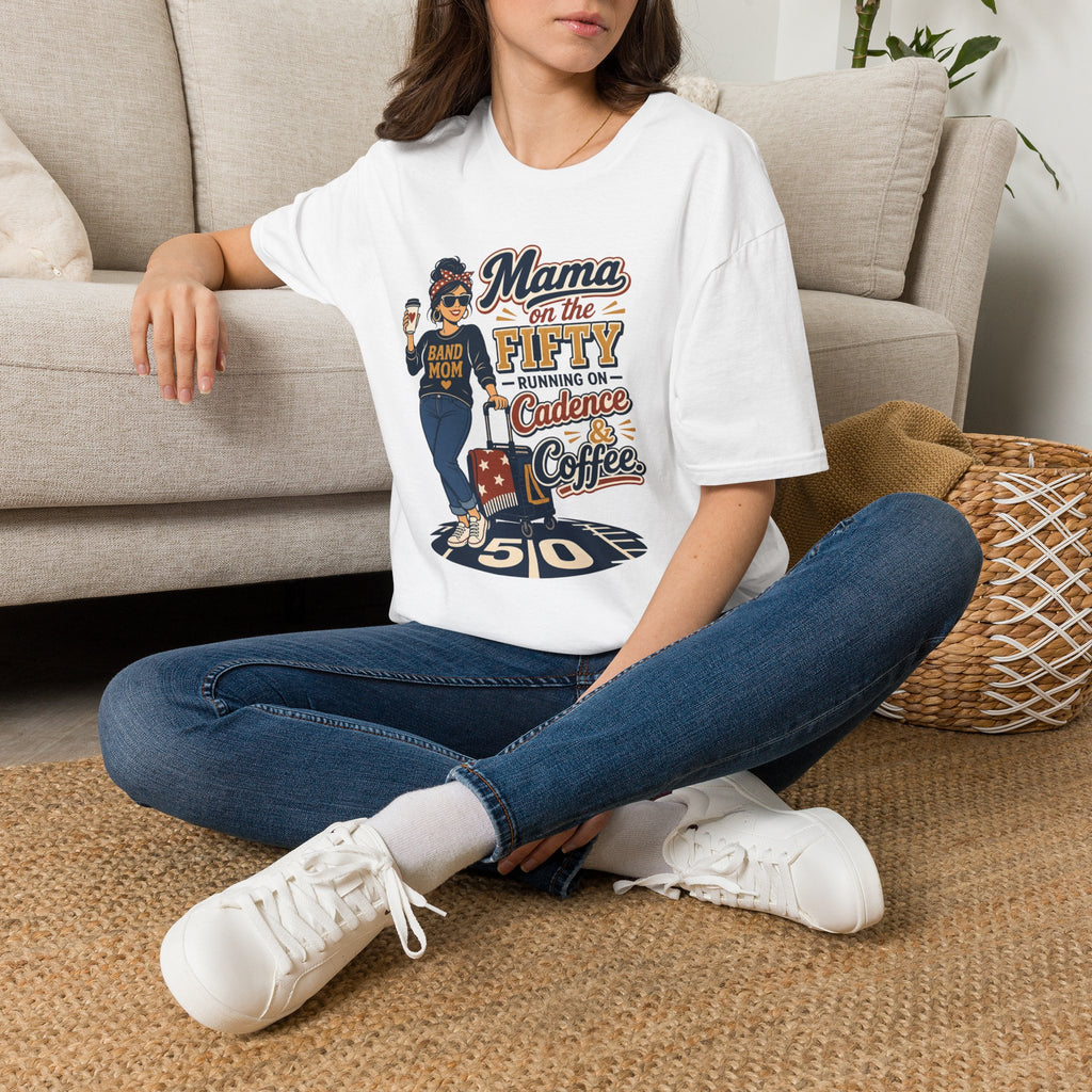 Mama on the 50 Running on Cadence and Coffee T-shirt
