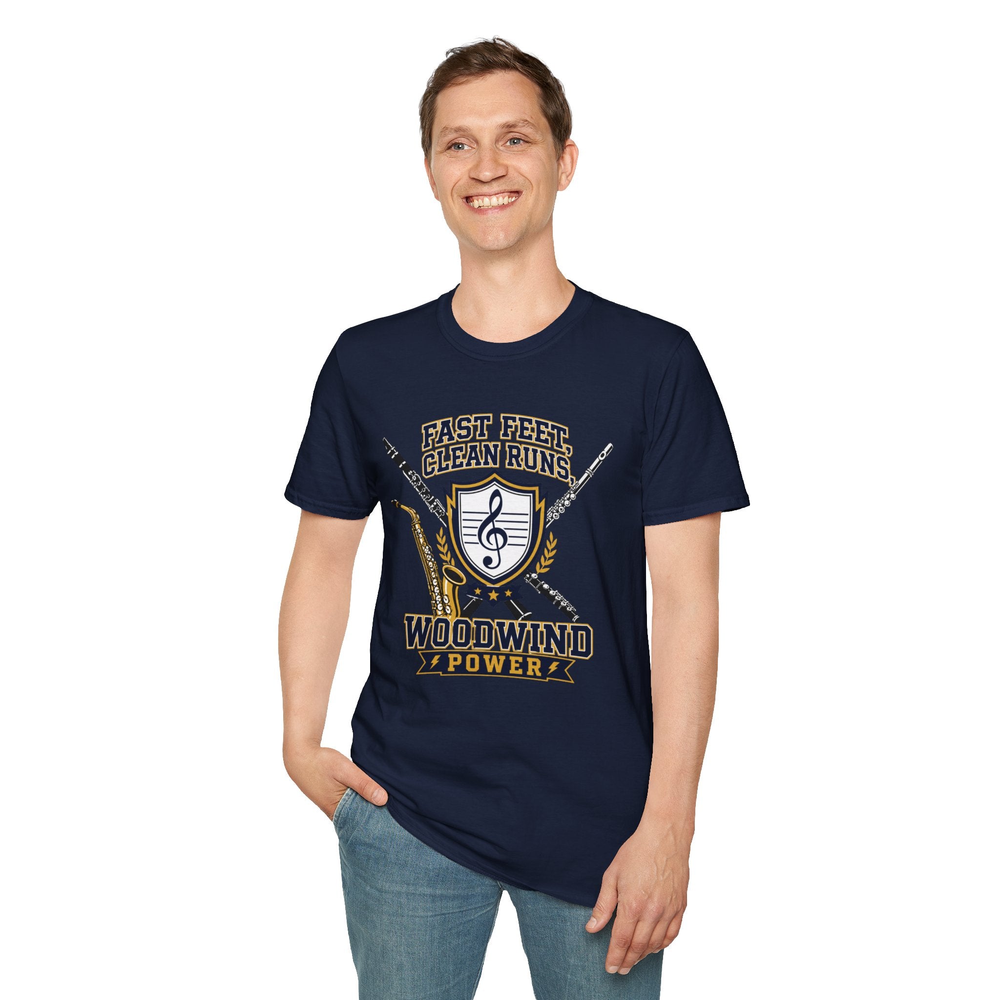 Woodwind Instrument T-Shirt — "Fast Feet, Clean Runs" Band Music Tee