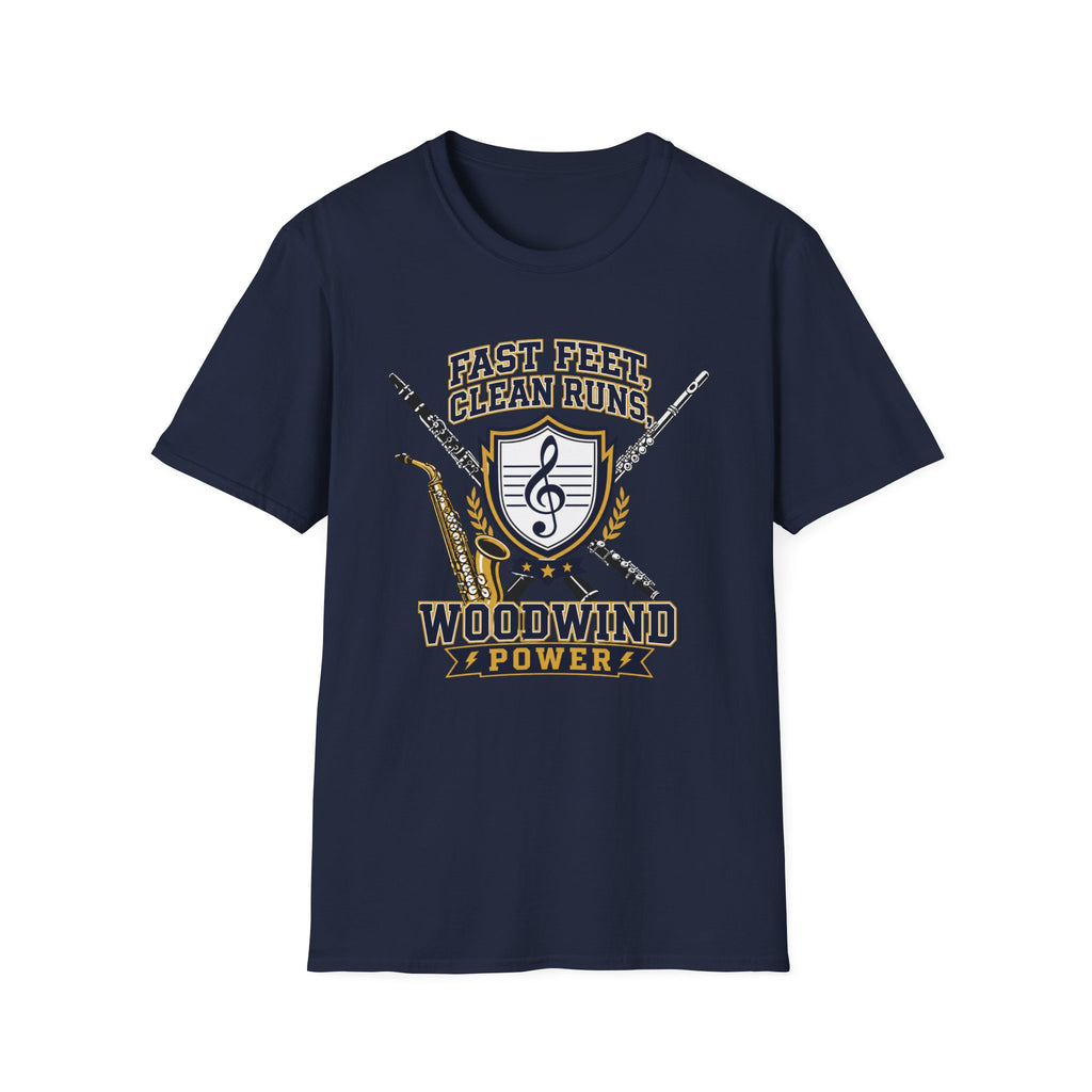 Woodwind Instrument T-Shirt — "Fast Feet, Clean Runs" Band Music Tee