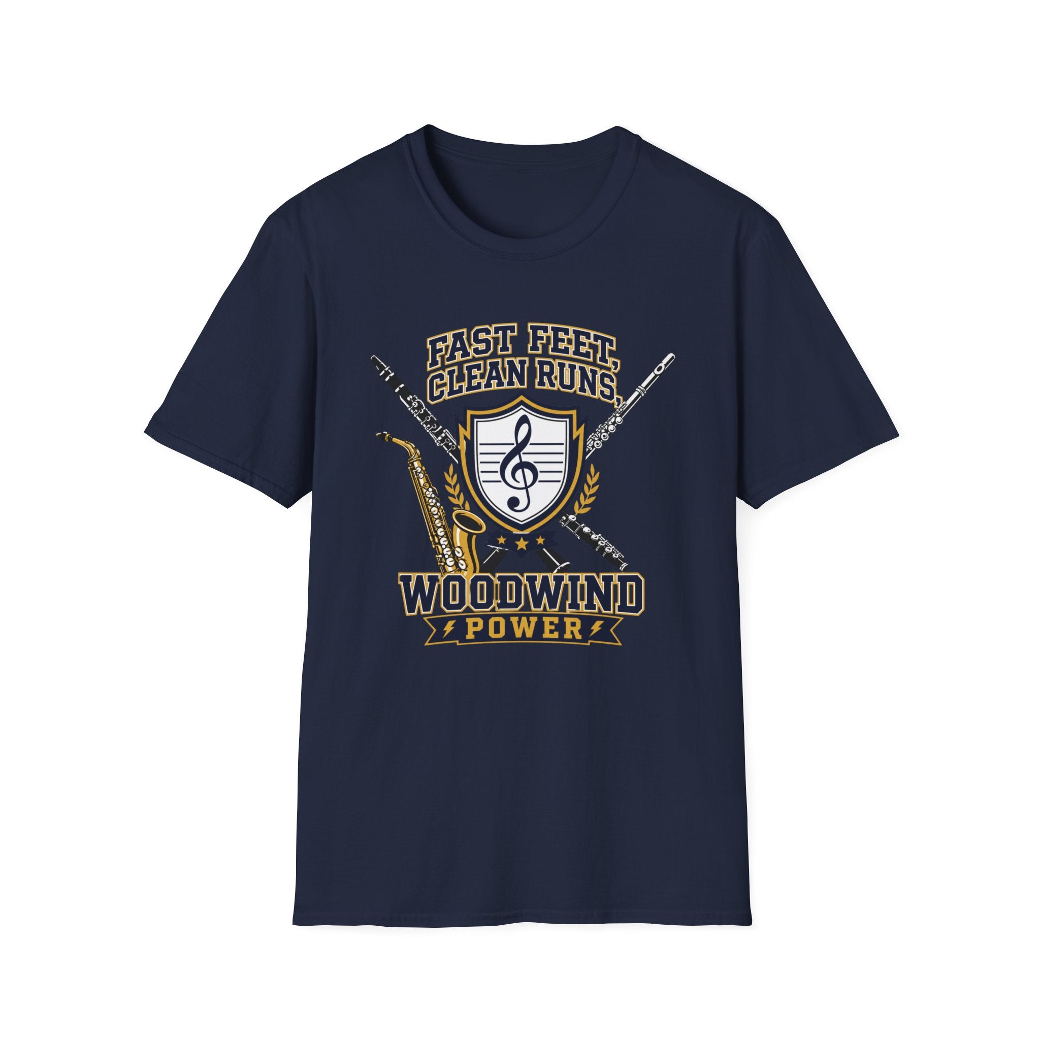 Woodwind Instrument T-Shirt — "Fast Feet, Clean Runs" Band Music Tee