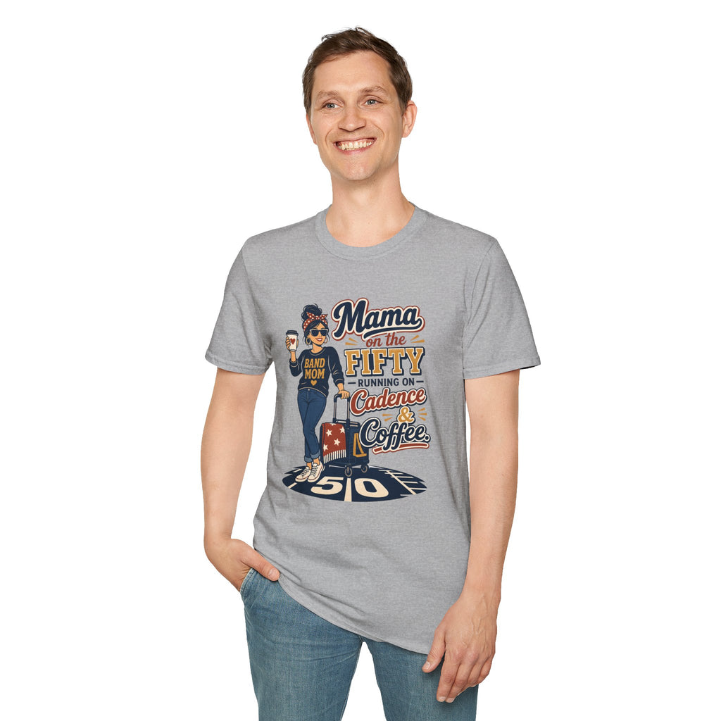 Mama on the 50 Running on Cadence and Coffee T-shirt