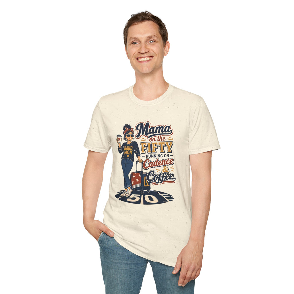 Mama on the 50 Running on Cadence and Coffee T-shirt