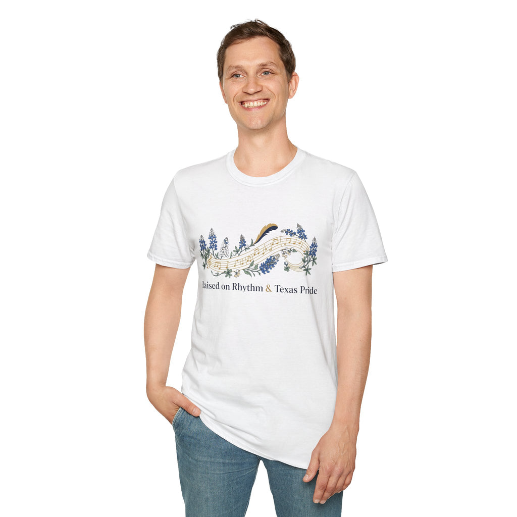 Raised on Rhythm and Texas Pride Bluebonnets T-shirt