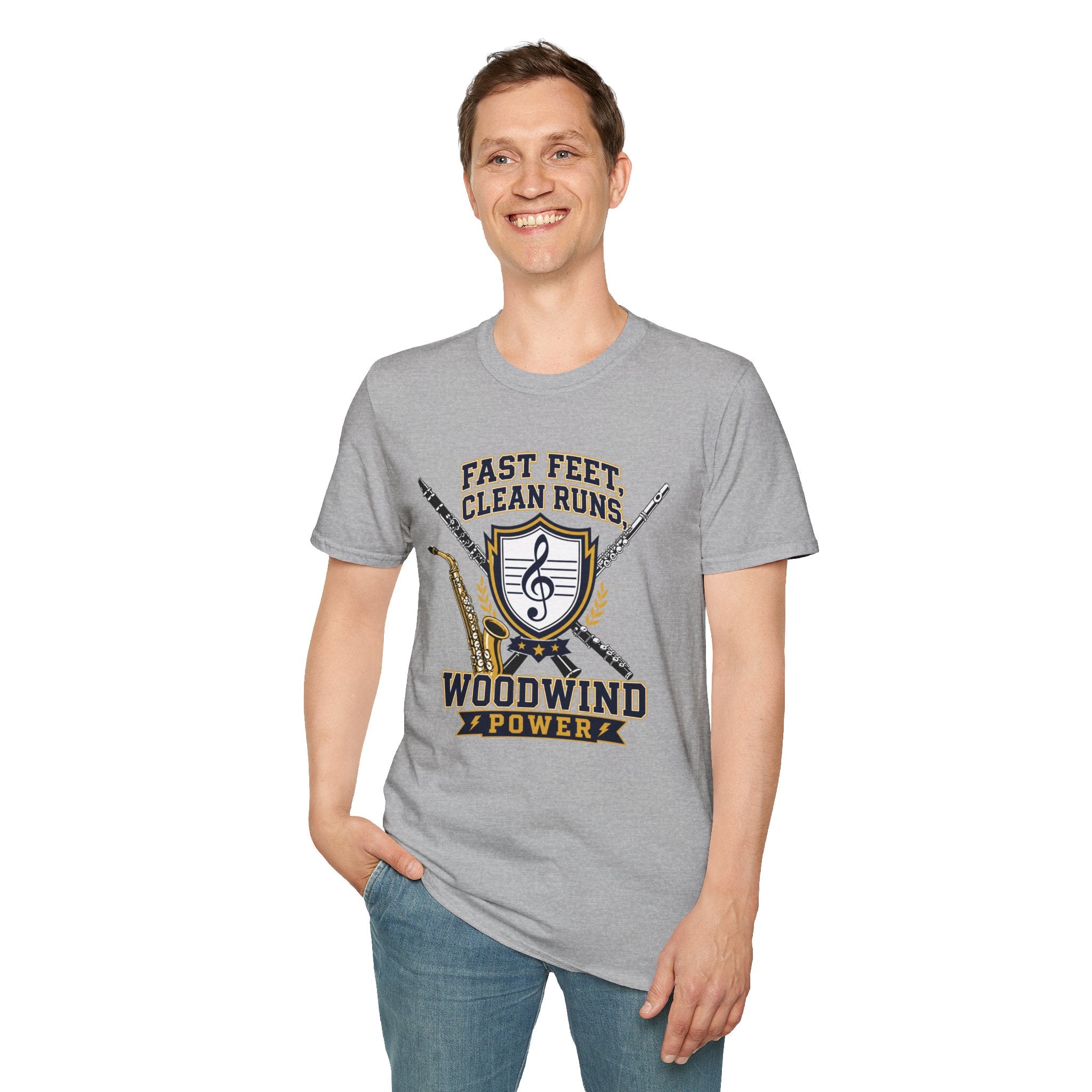 Woodwind Instrument T-Shirt — "Fast Feet, Clean Runs" Band Music Tee
