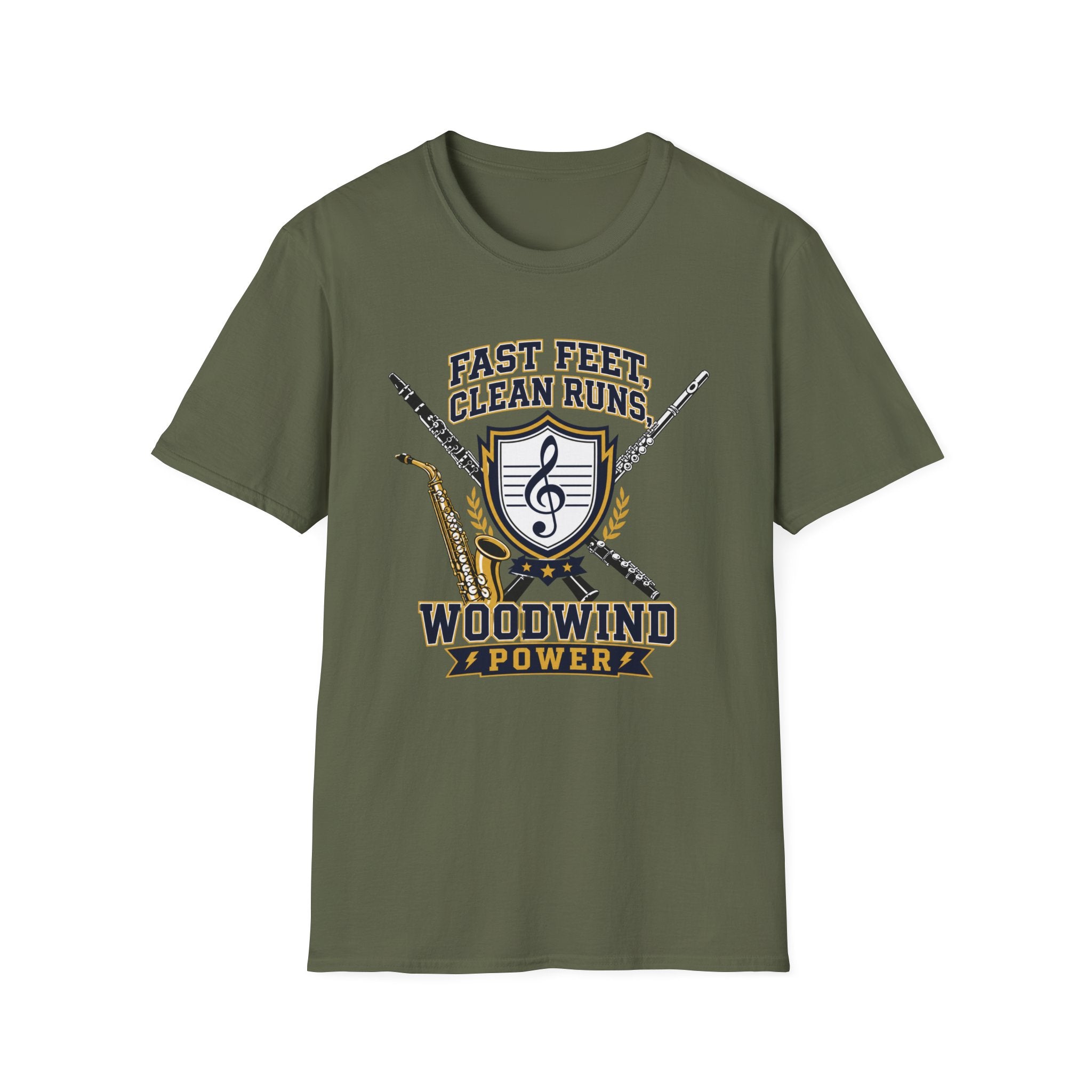 Woodwind Instrument T-Shirt — "Fast Feet, Clean Runs" Band Music Tee