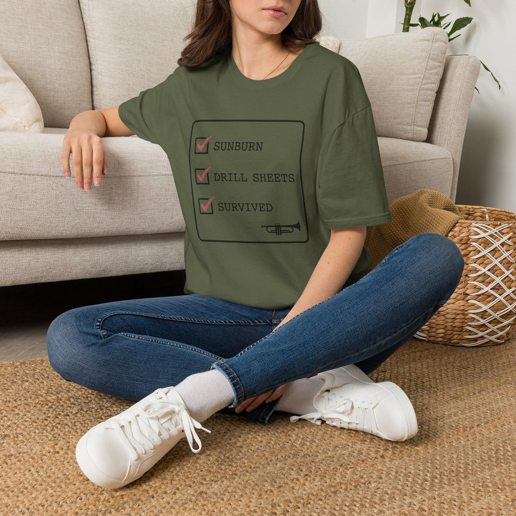 Sunburn Drill Sheets Survived Checklist T-shirt