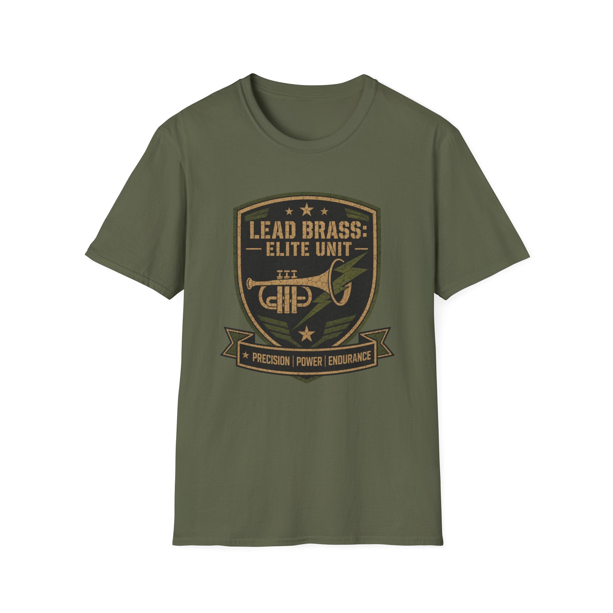 Lead Brass: Elite Unit Black Background T-shirt