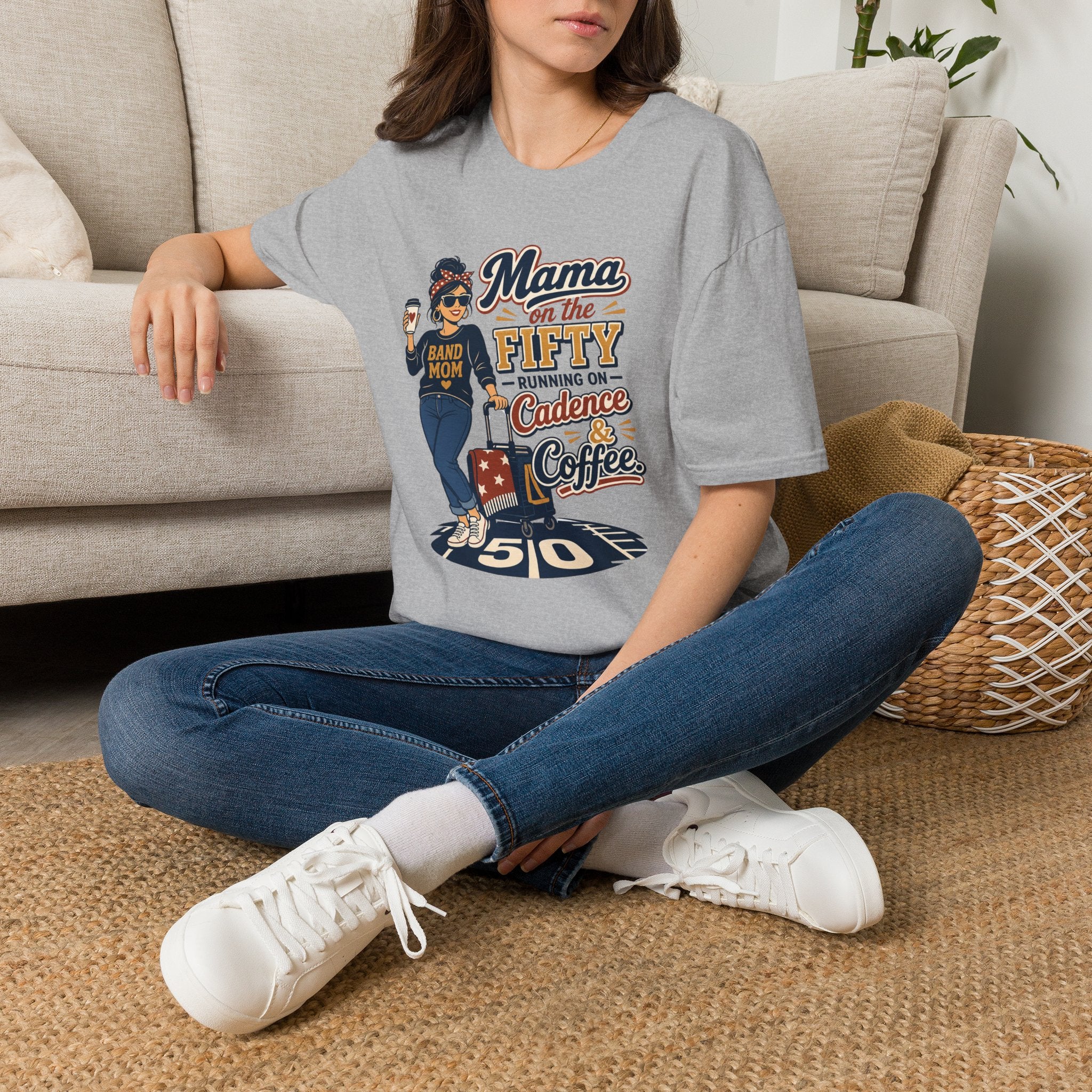 Mama on the 50 Running on Cadence and Coffee T-shirt
