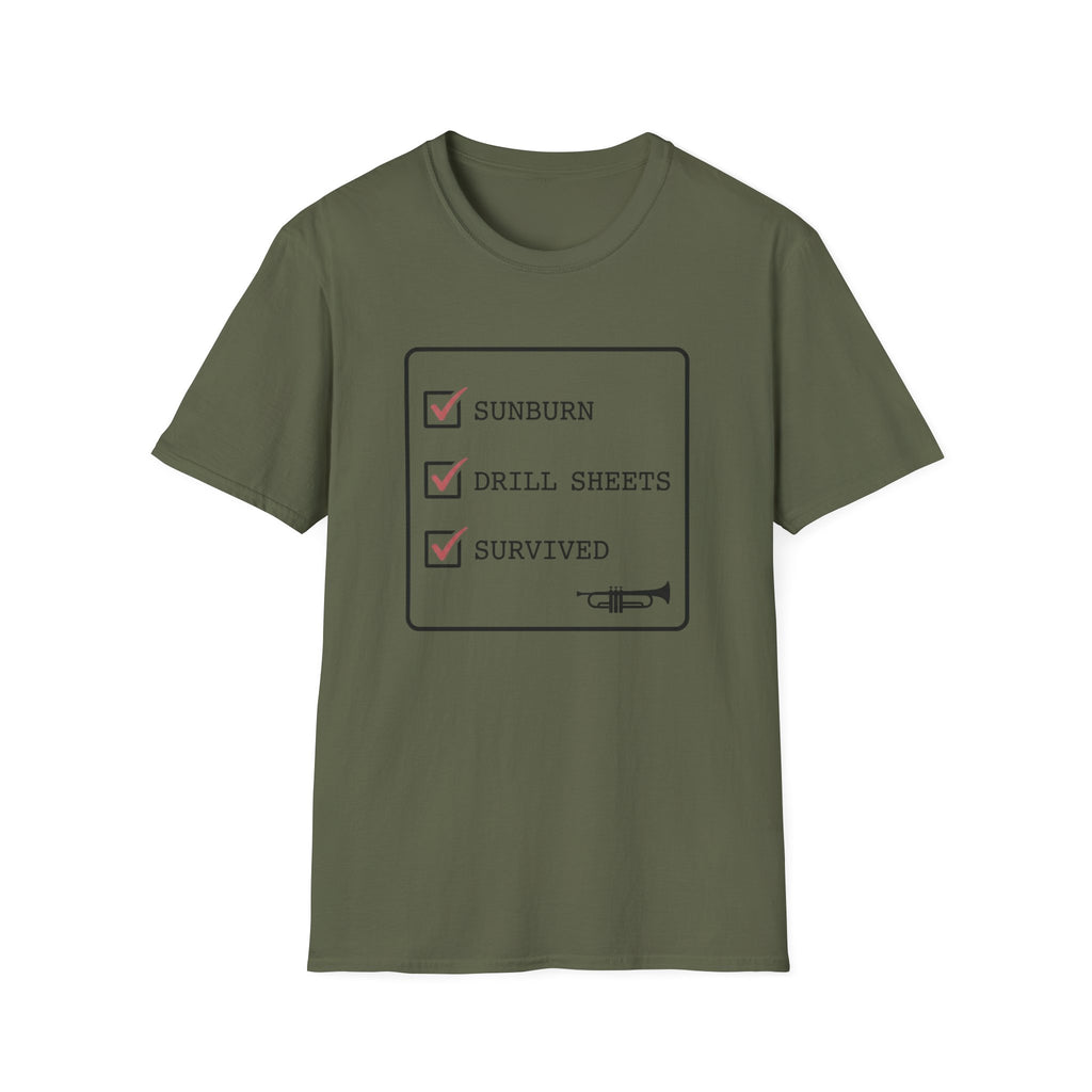 Sunburn Drill Sheets Survived Checklist T-shirt