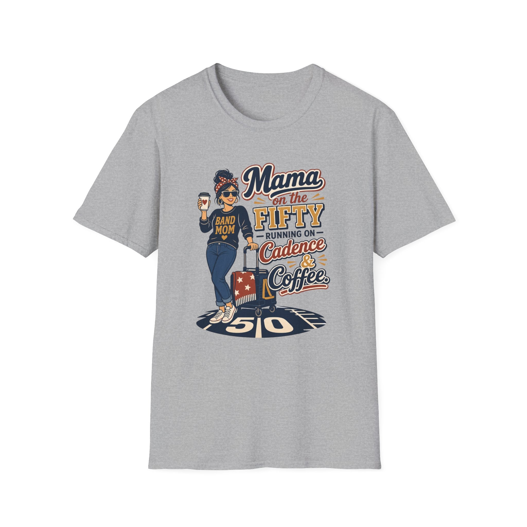 Mama on the 50 Running on Cadence and Coffee T-shirt