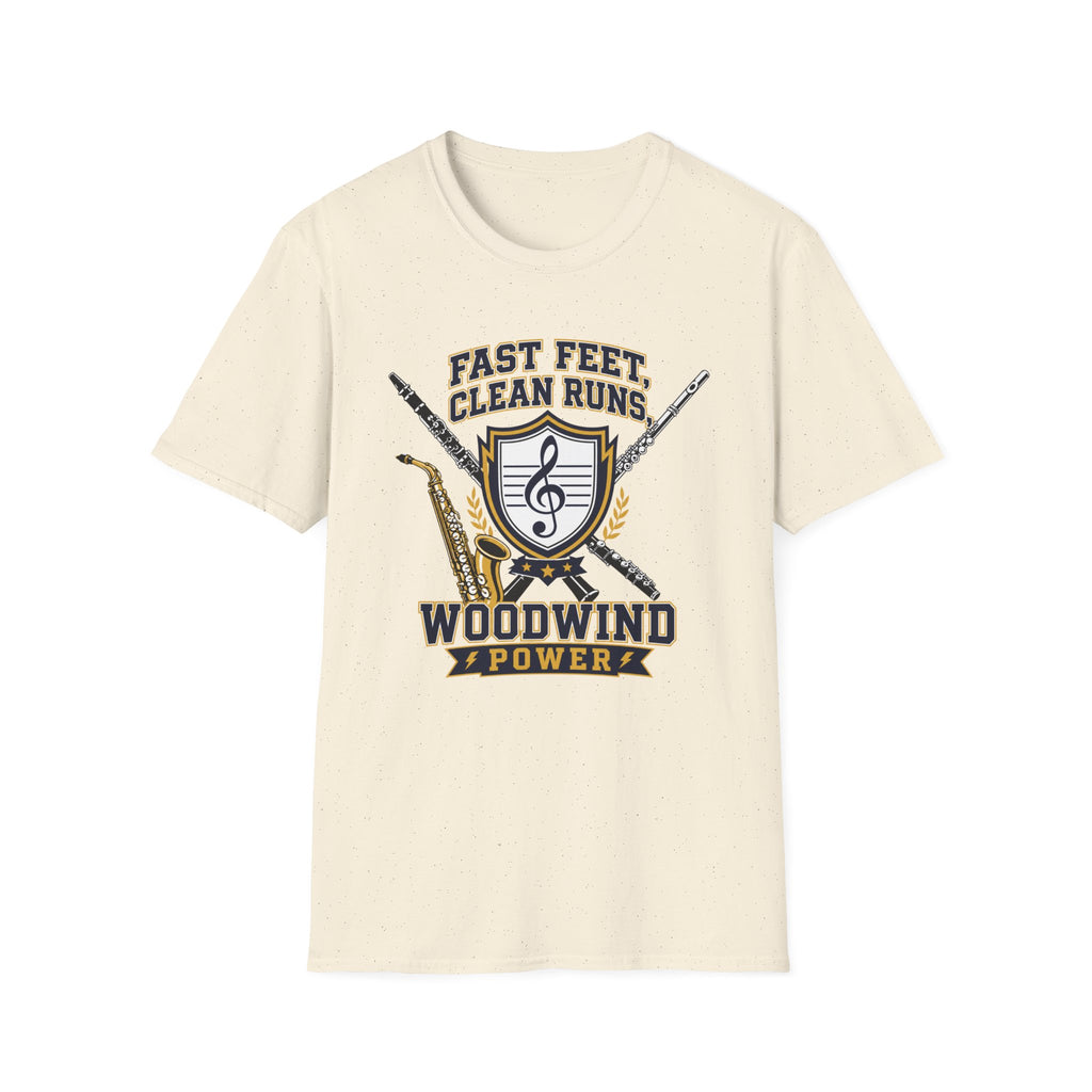 Woodwind Instrument T-Shirt — "Fast Feet, Clean Runs" Band Music Tee