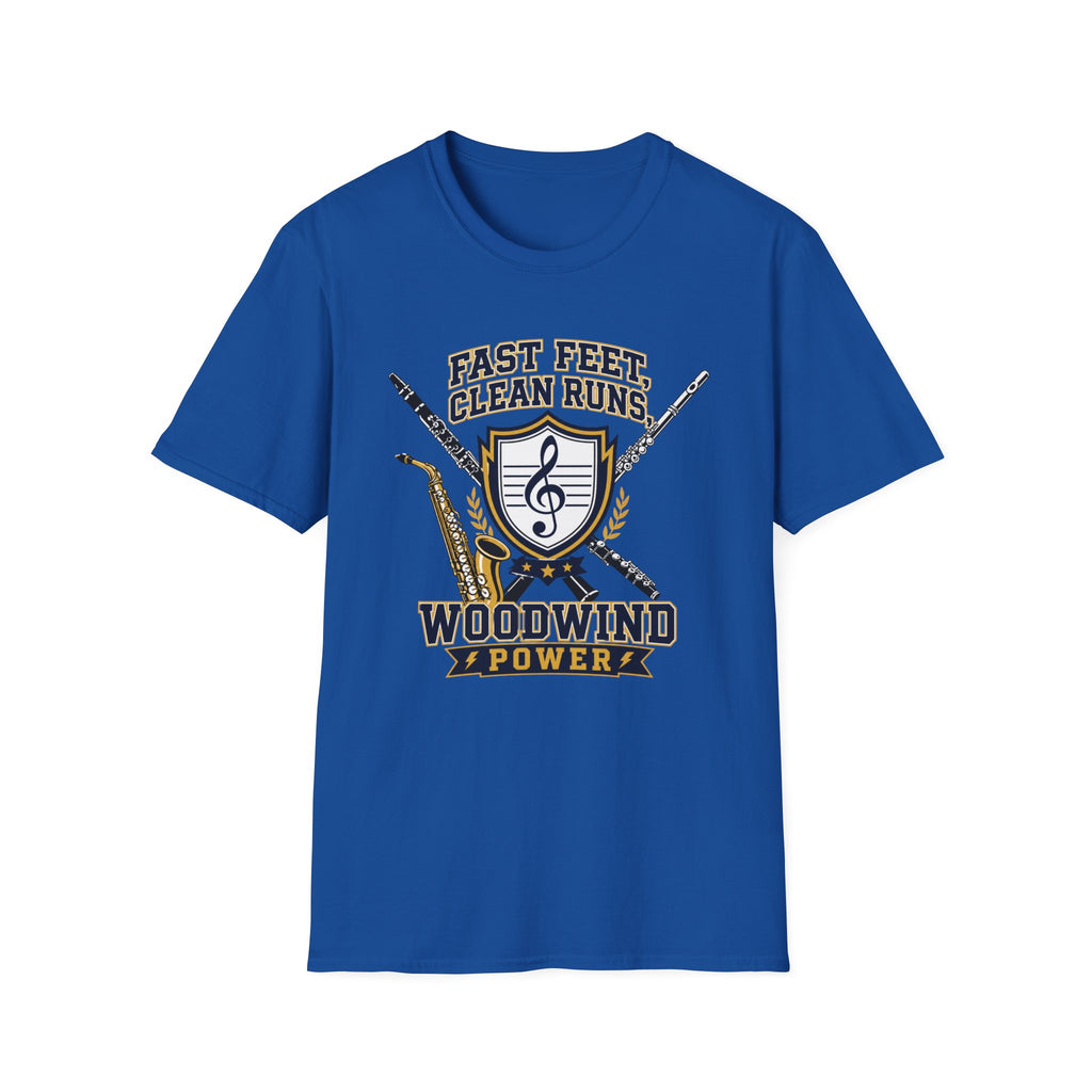 Woodwind Instrument T-Shirt — "Fast Feet, Clean Runs" Band Music Tee