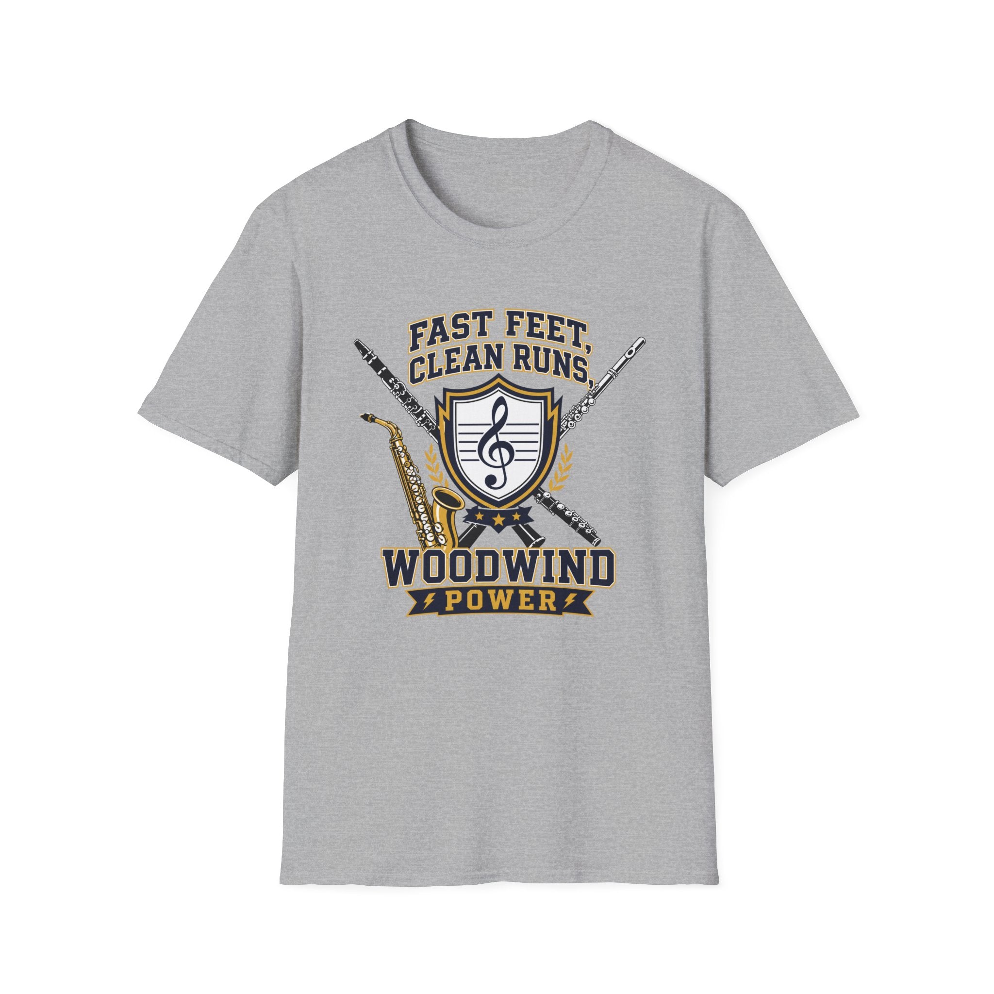 Woodwind Instrument T-Shirt — "Fast Feet, Clean Runs" Band Music Tee