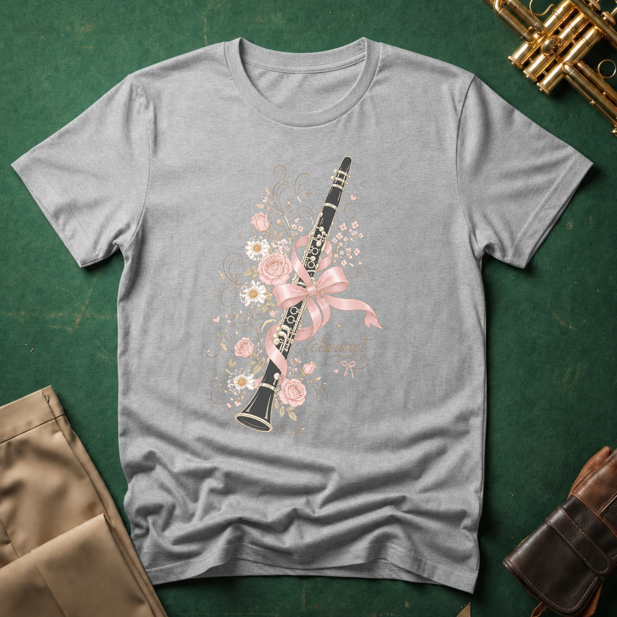 Coquette Clarinet Pink Ribbon T-shirt