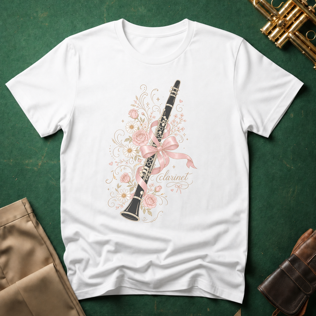 Coquette Clarinet Pink Ribbon T-shirt