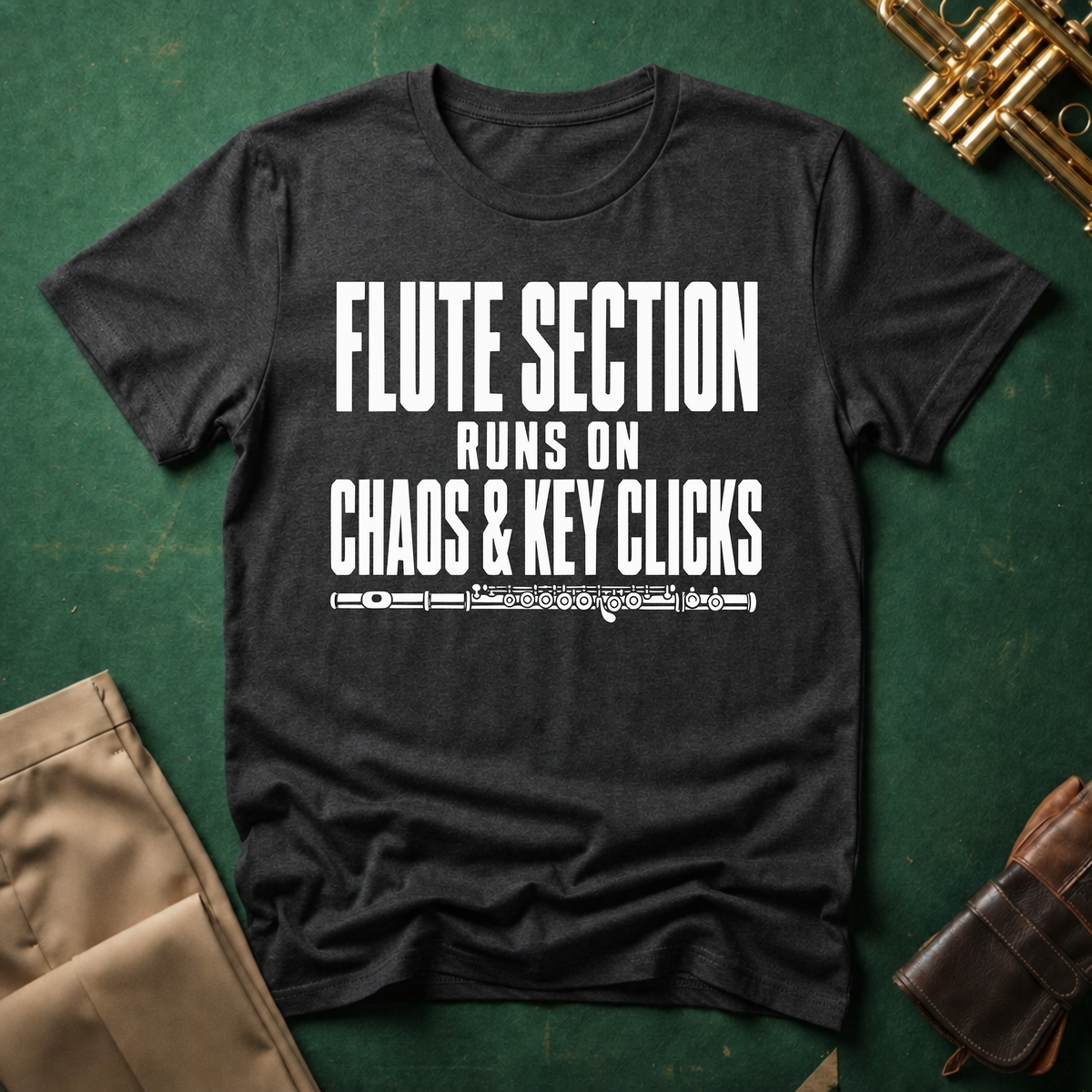 Flute Section Runs on Chaos and Key Clicks T-shirt
