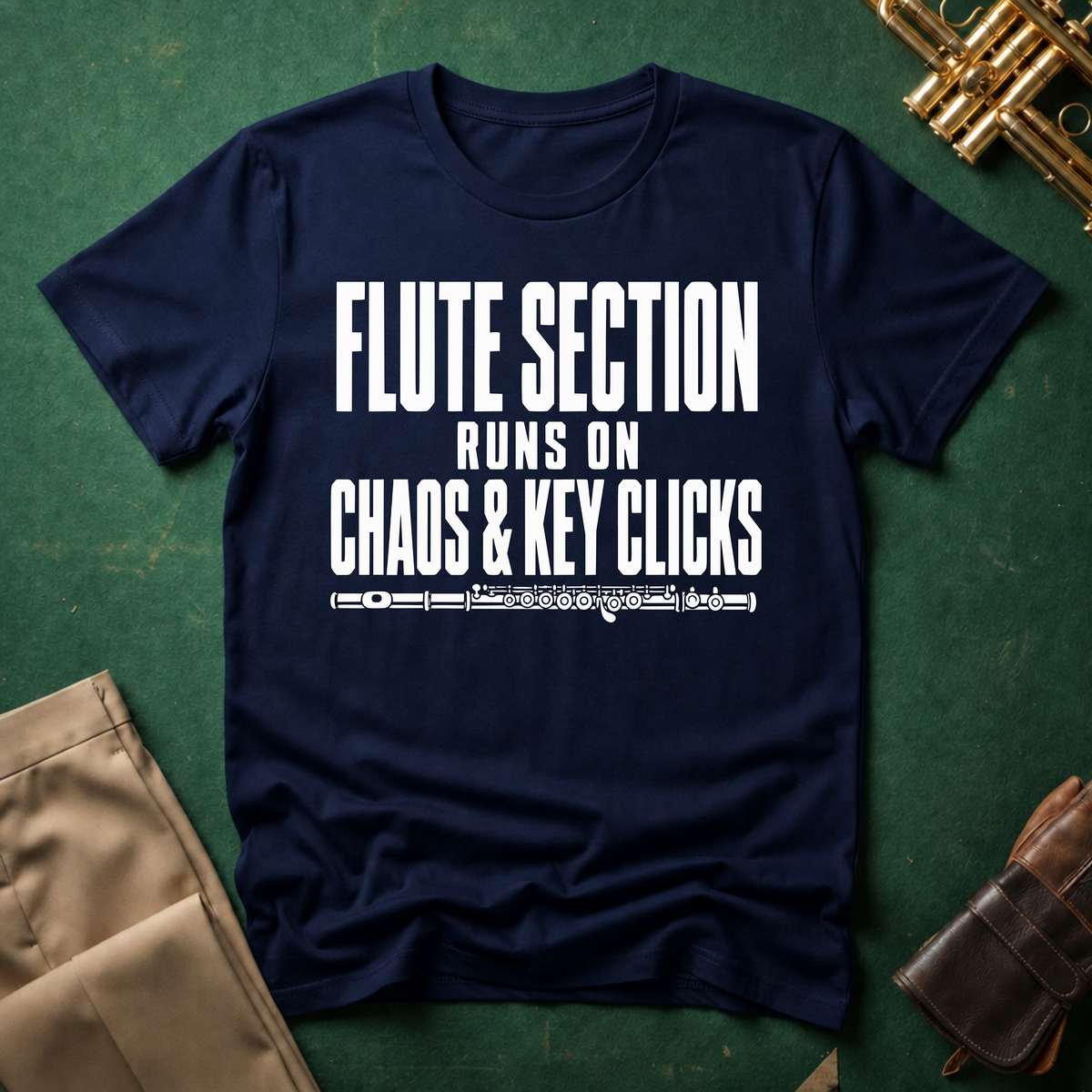 Flute Section Runs on Chaos and Key Clicks T-shirt