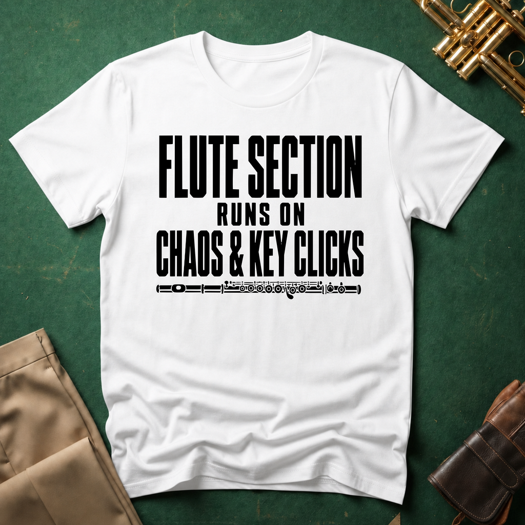 Flute Section Runs on Chaos and Key Clicks T-shirt