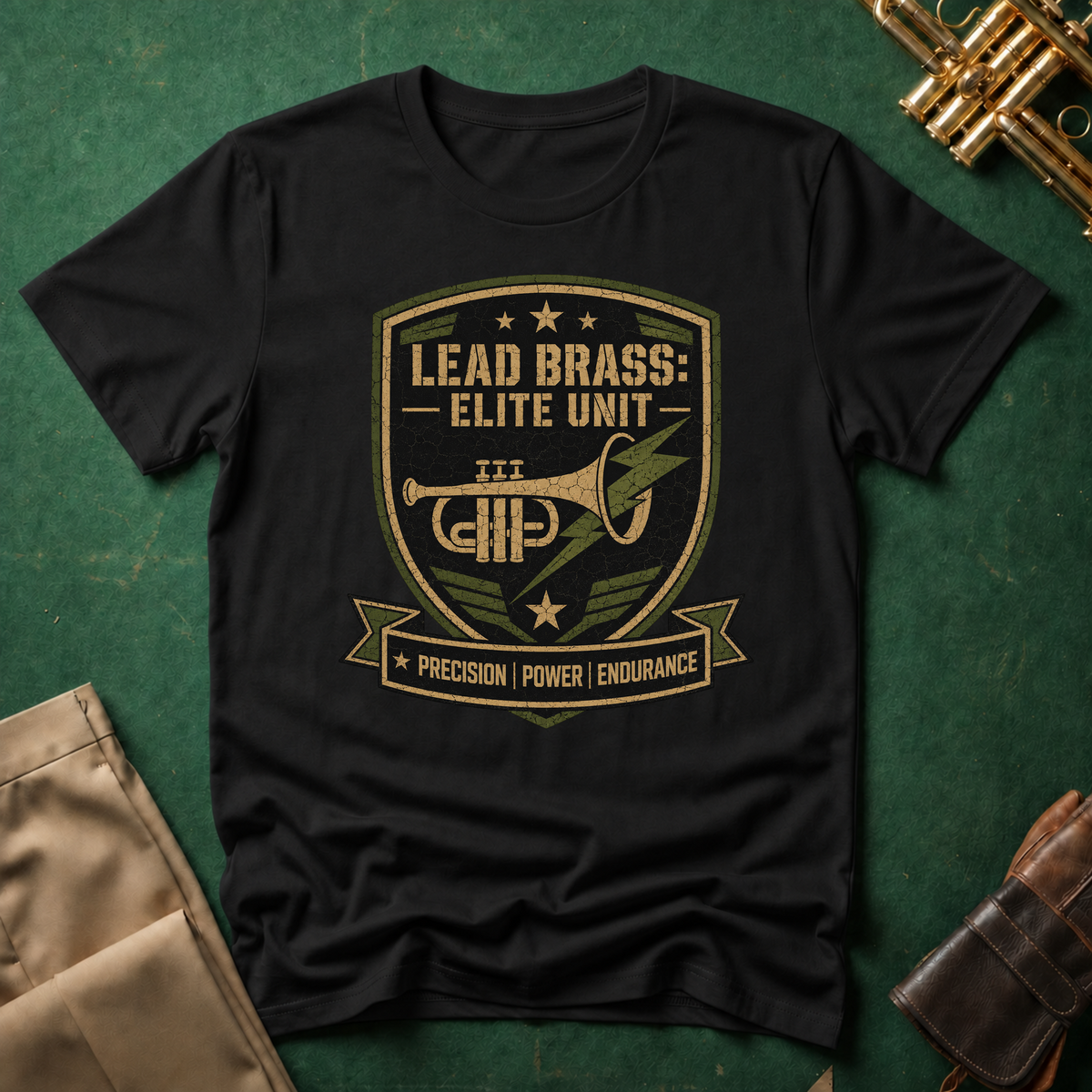 Lead Brass: Elite Unit Black Background T-shirt