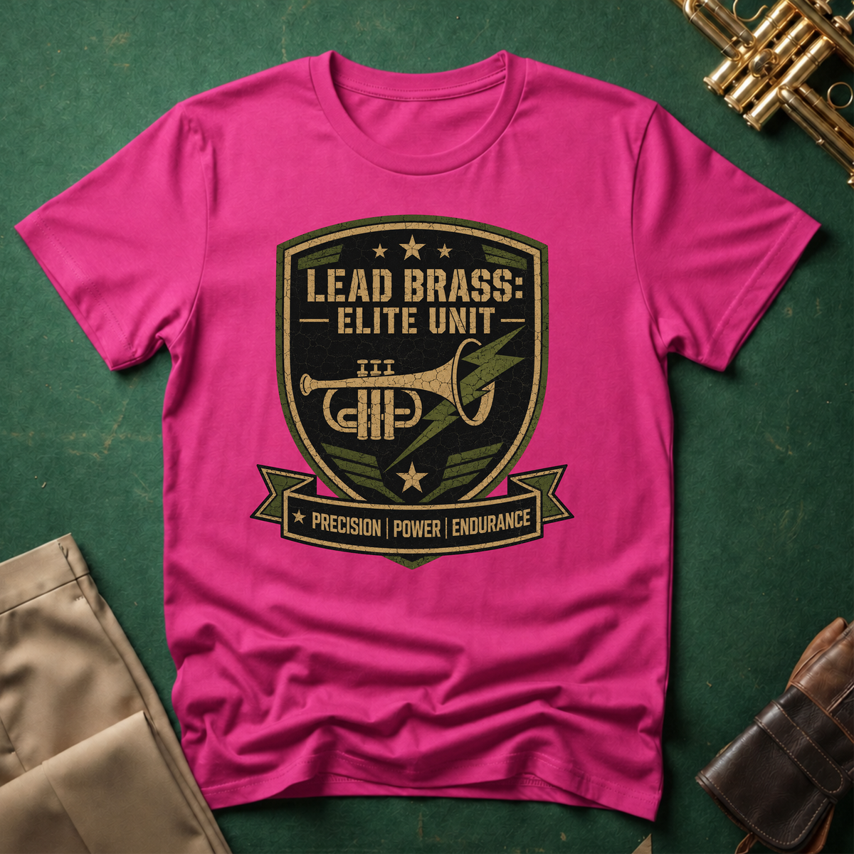 Lead Brass: Elite Unit Black Background T-shirt