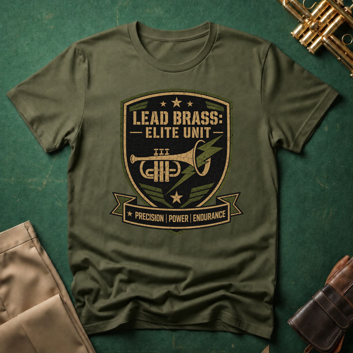 Lead Brass: Elite Unit Black Background T-shirt