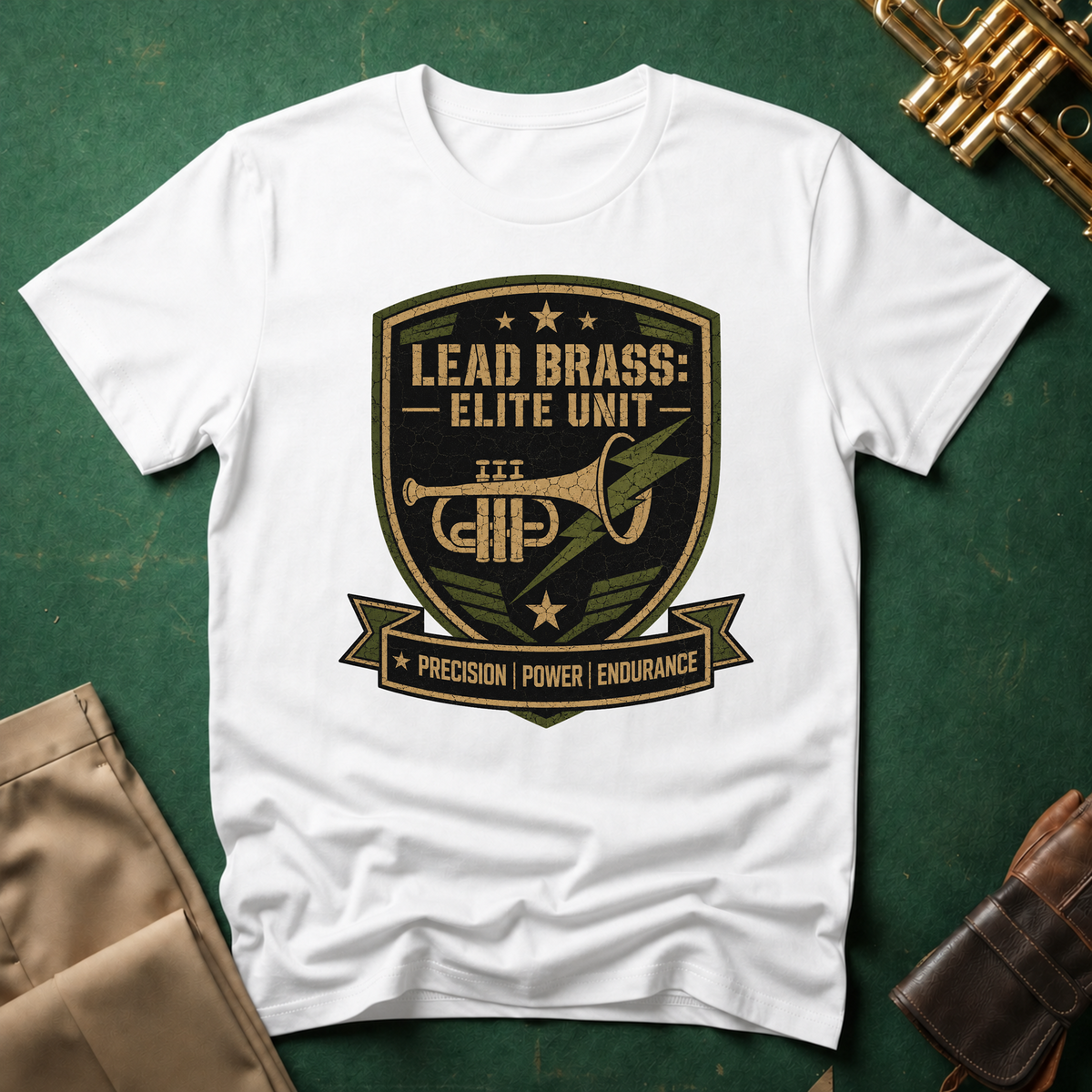 Lead Brass: Elite Unit Black Background T-shirt