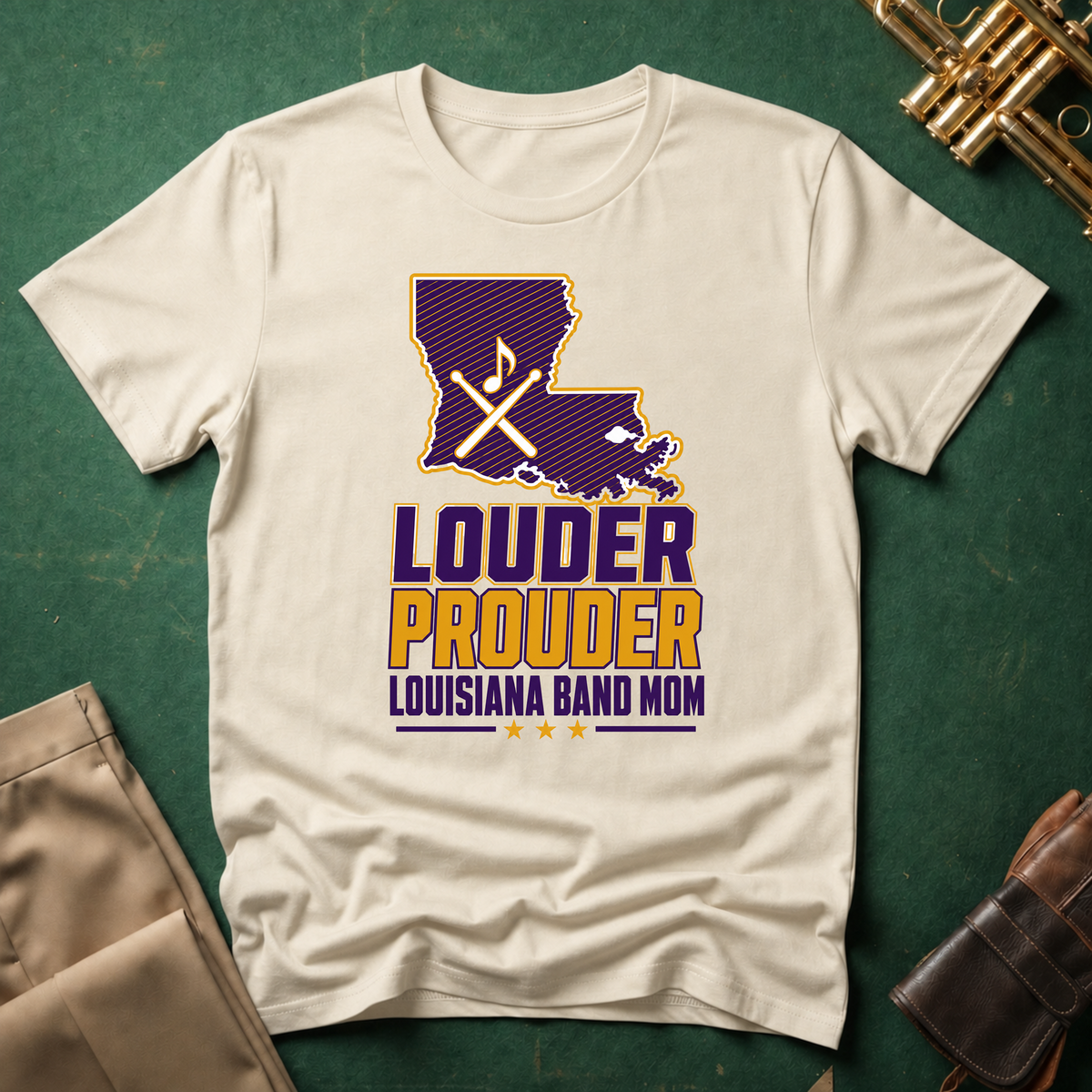 Louder Prouder Louisiana Band Mom Purple State T-shirt