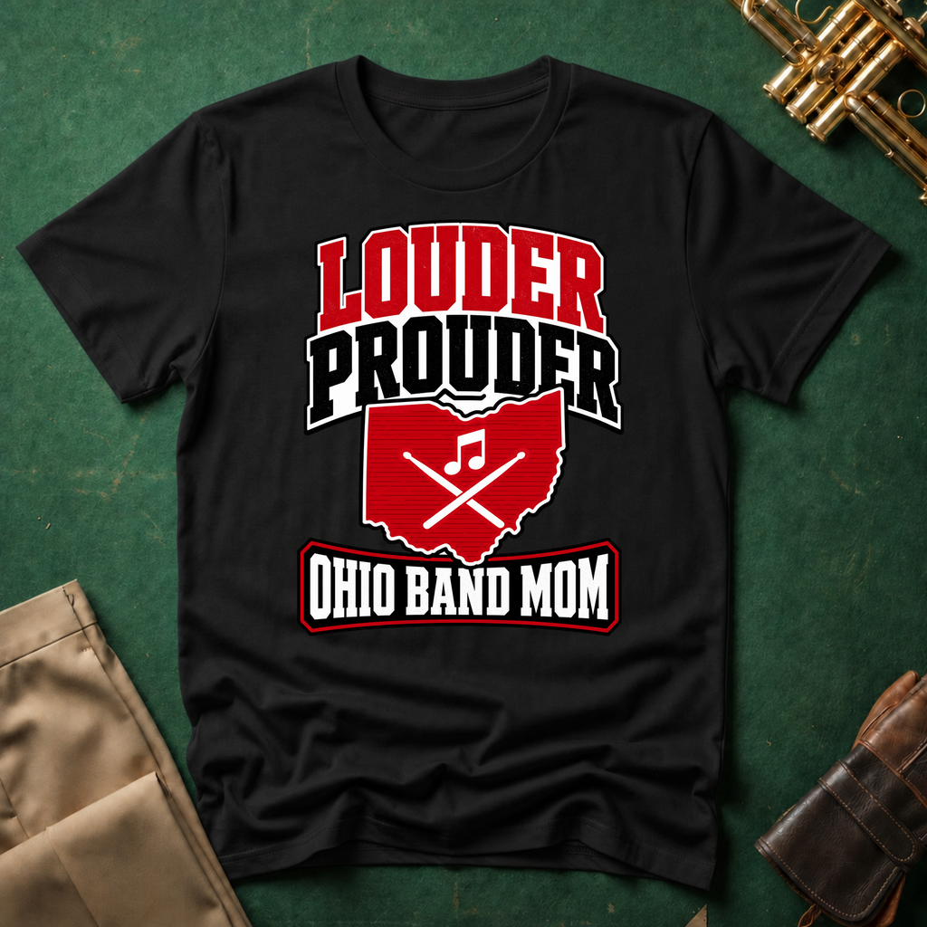 Louder Prouder Ohio Band Mom Big Text T-shirt