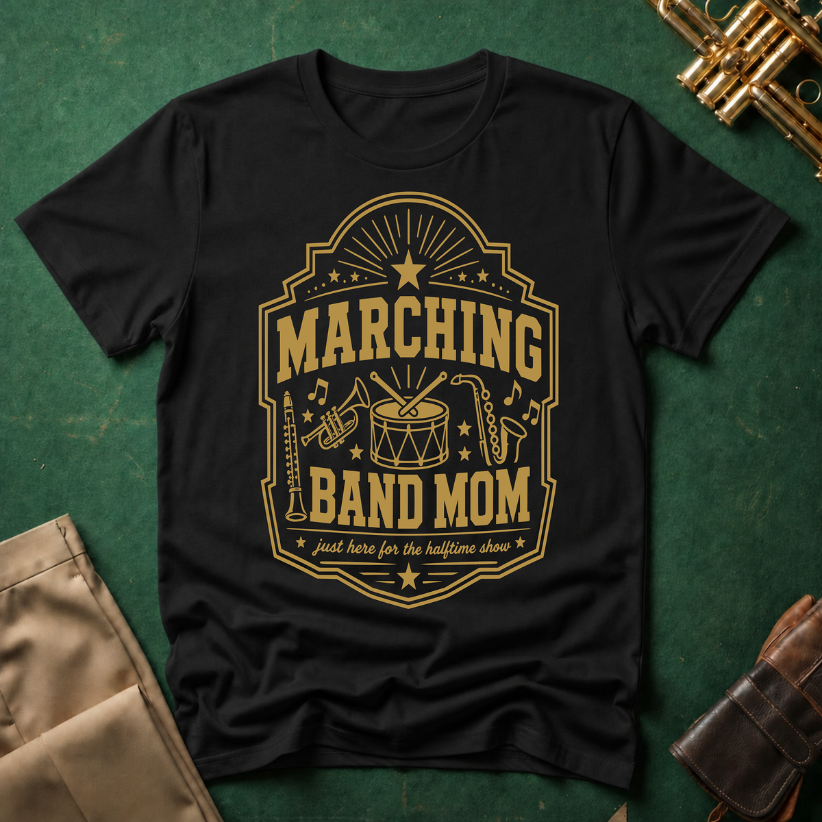 Marching Band Mom Gold Patch T-shirt