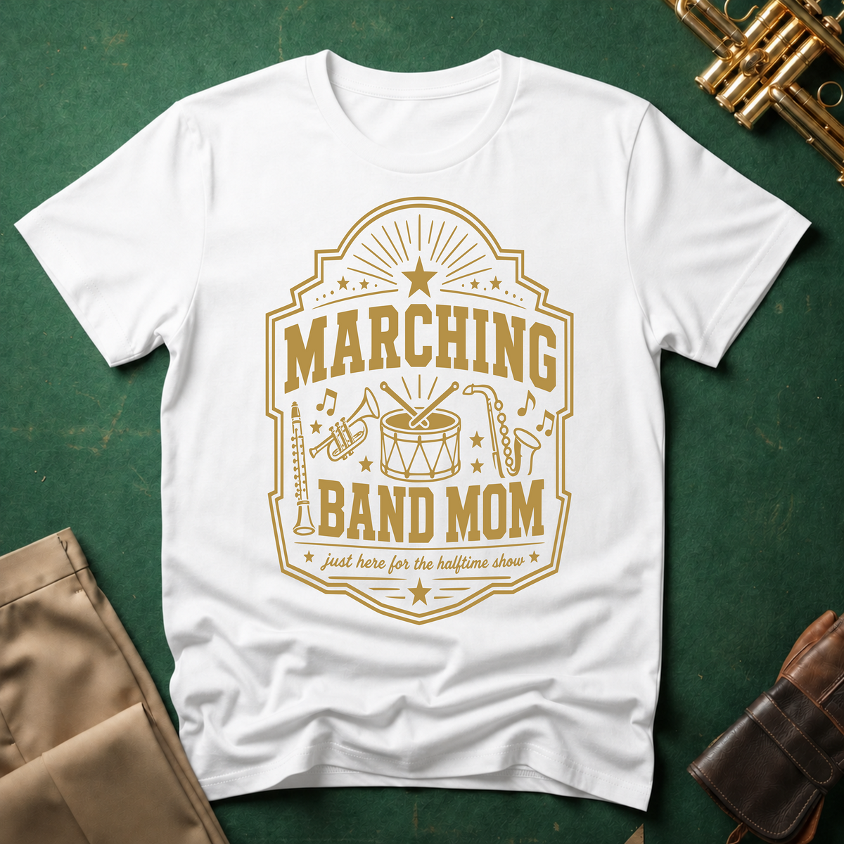 Marching Band Mom Gold Patch T-shirt
