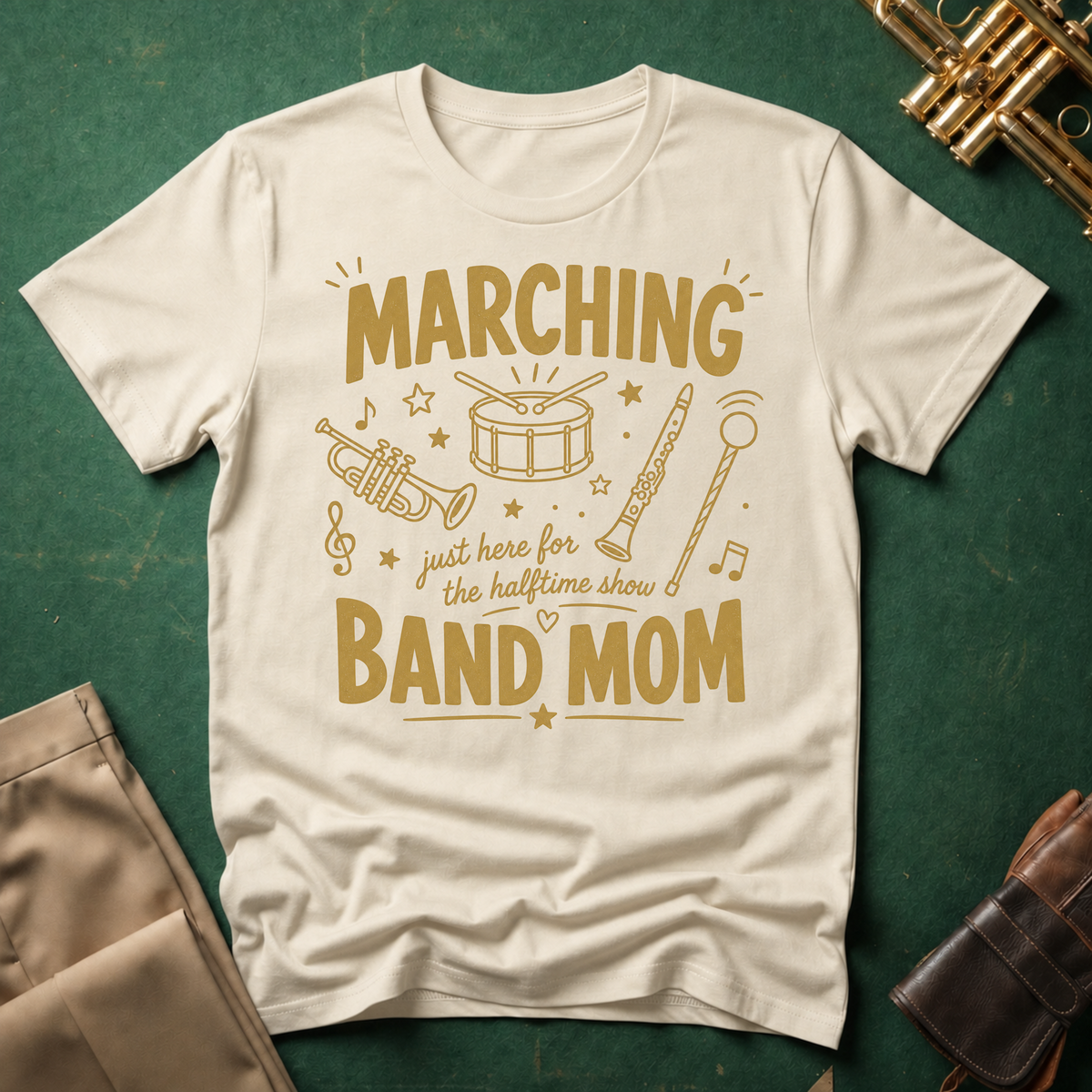 Marching Band Mom Gold Line Drawings T-shirt