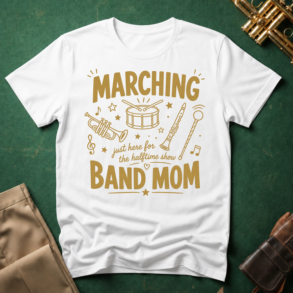 Marching Band Mom Gold Line Drawings T-shirt