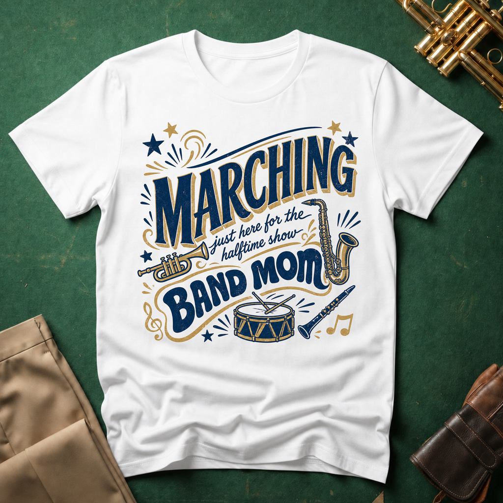 Marching Band Mom Just Here for the Halftime Show T-shirt
