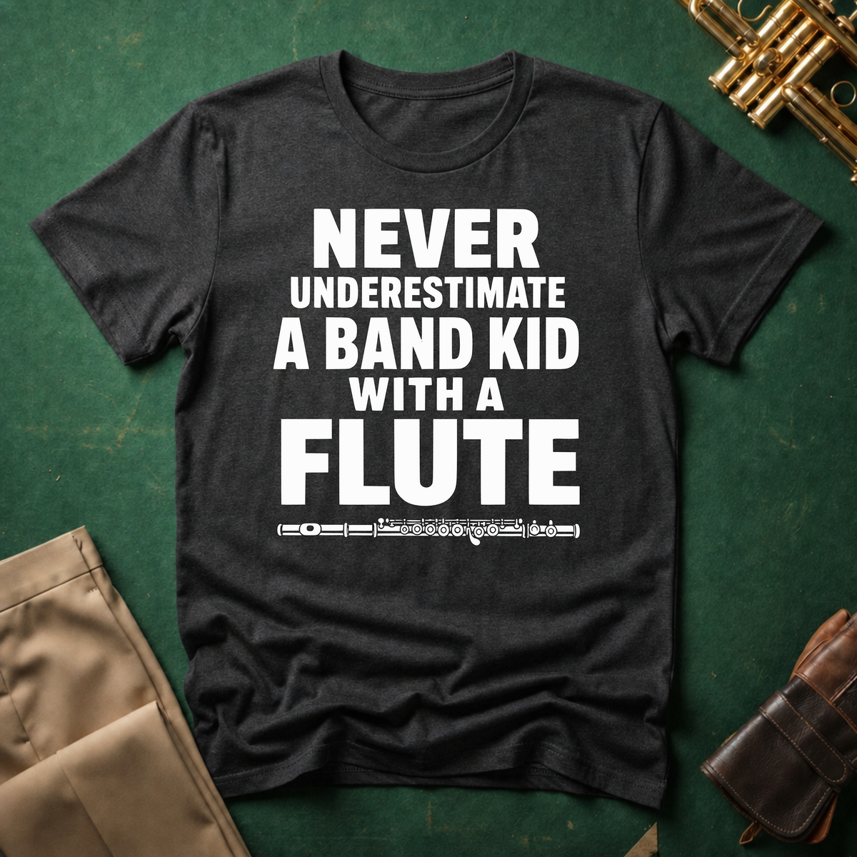Never Underestimate a Band Kid with a Flute T-shirt