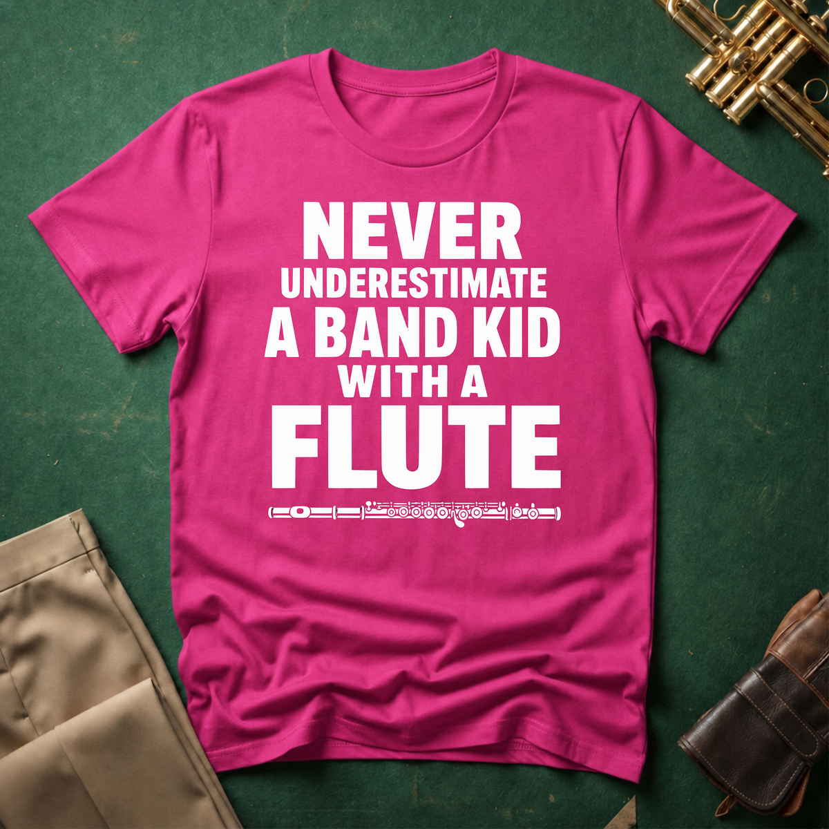 Never Underestimate a Band Kid with a Flute T-shirt
