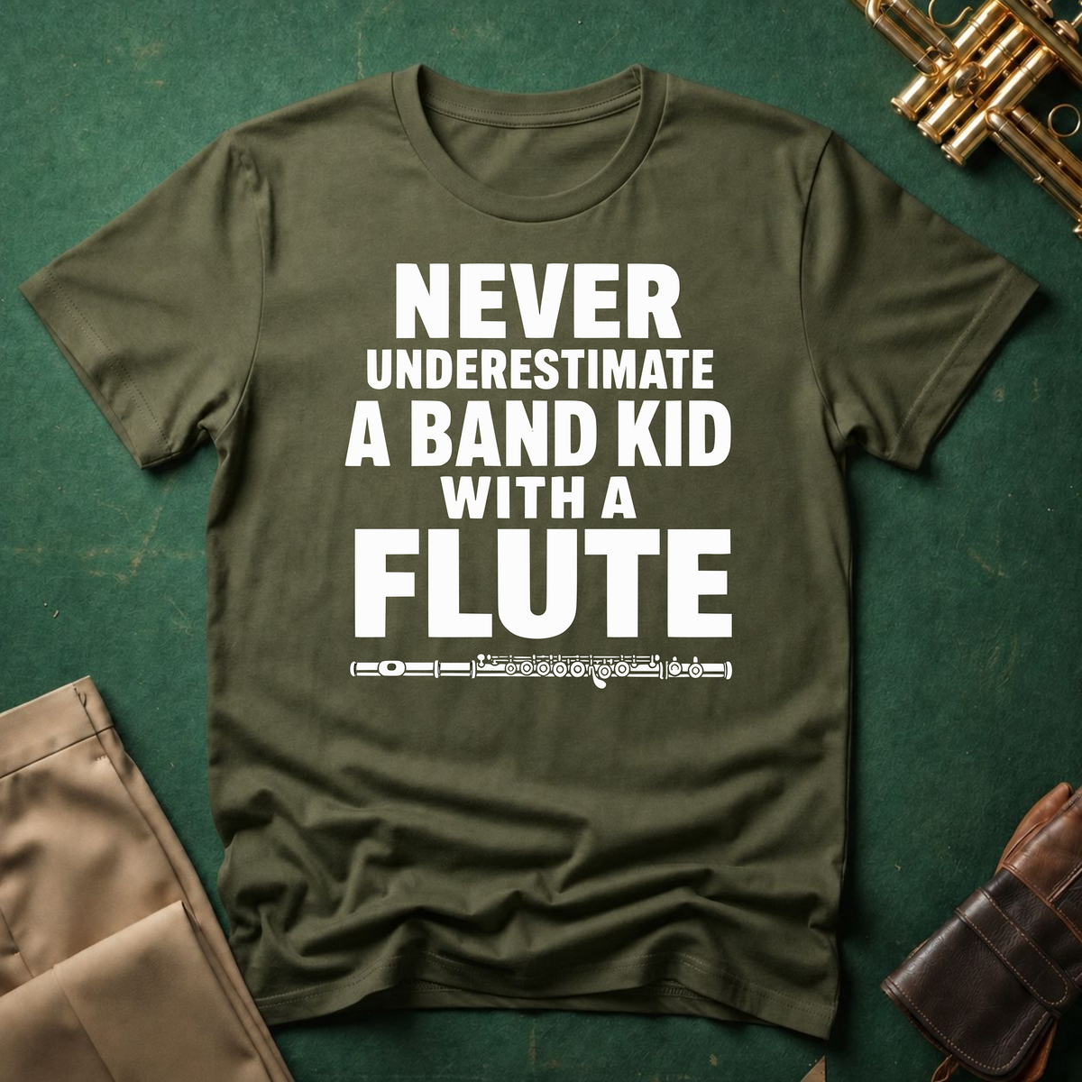 Never Underestimate a Band Kid with a Flute T-shirt