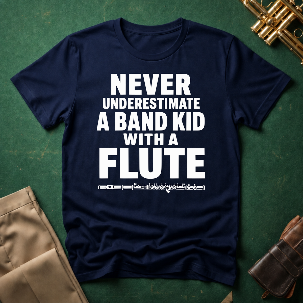 Never Underestimate a Band Kid with a Flute T-shirt