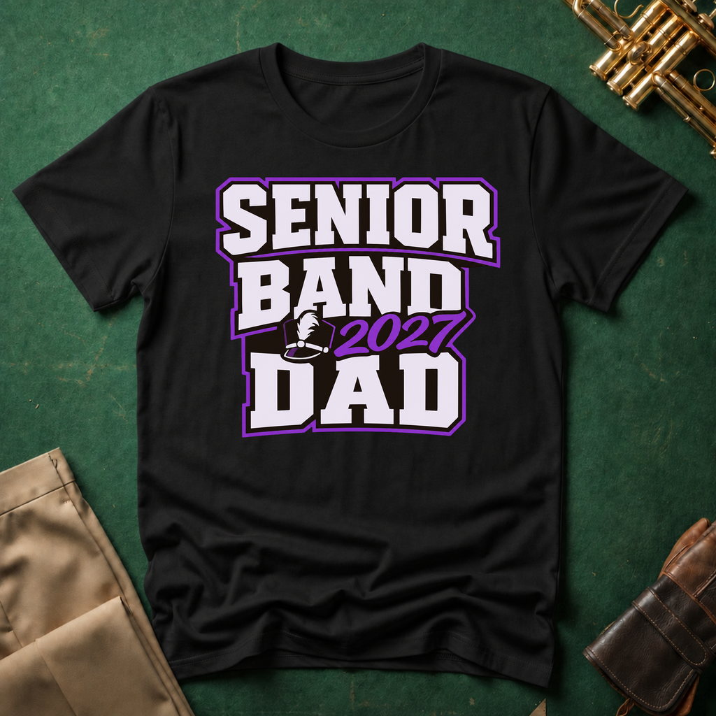 Senior Band 2027 Dad Purple Text T-shirt