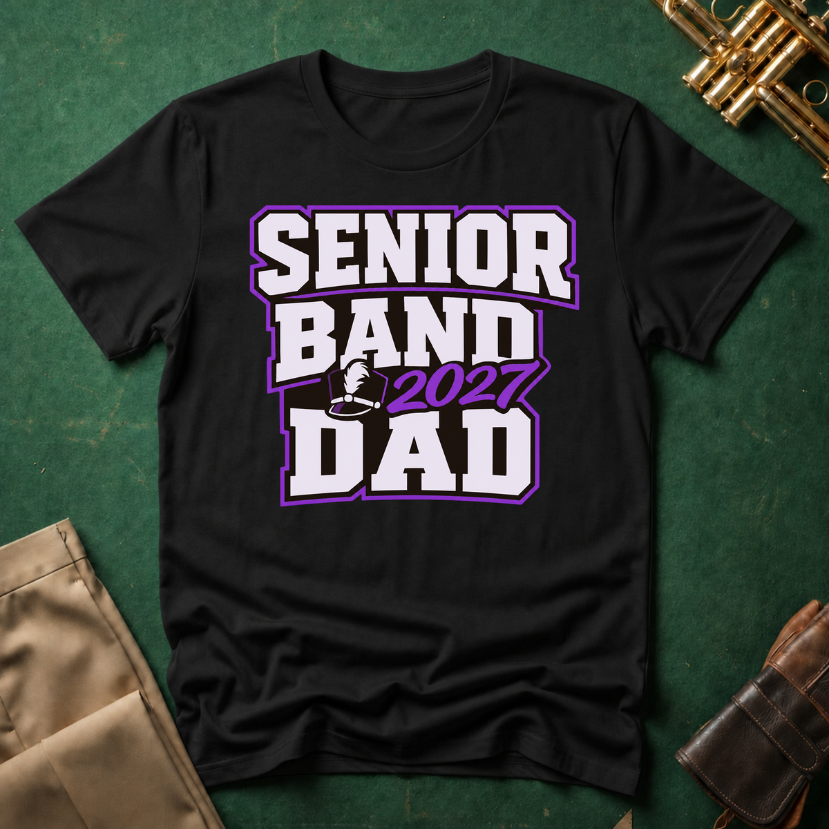 Senior Band 2027 Dad Purple Text T-shirt