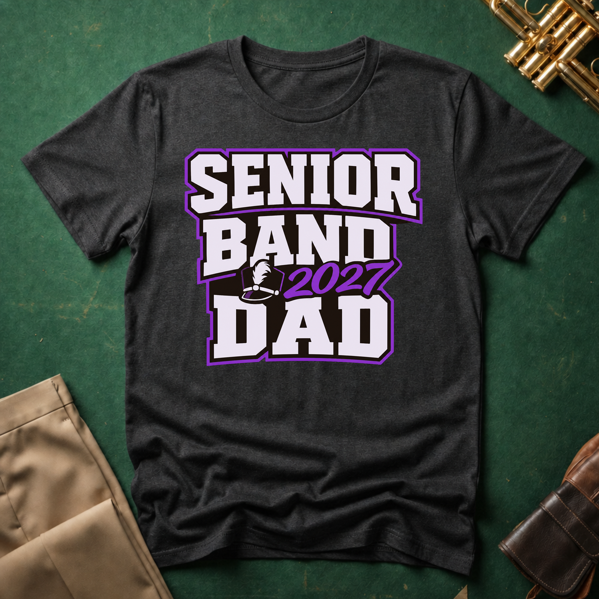 Senior Band 2027 Dad Purple Text T-shirt