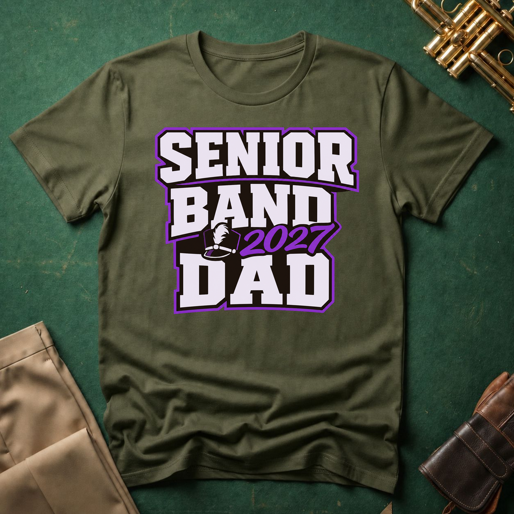 Senior Band 2027 Dad Purple Text T-shirt