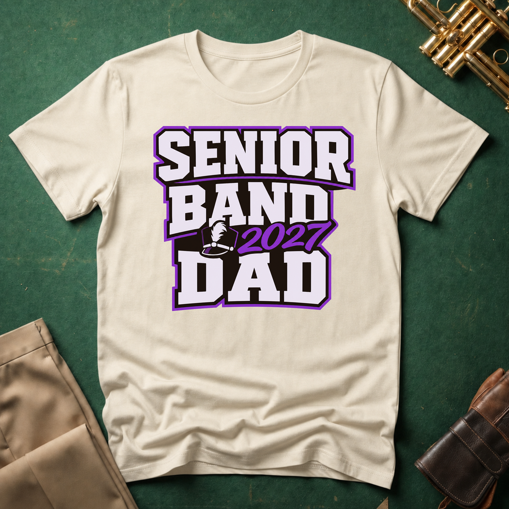 Senior Band 2027 Dad Purple Text T-shirt