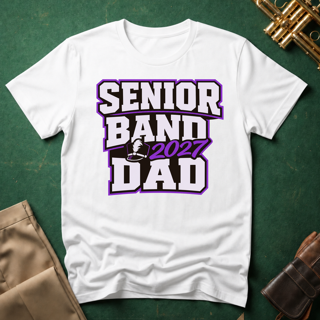 Senior Band 2027 Dad Purple Text T-shirt