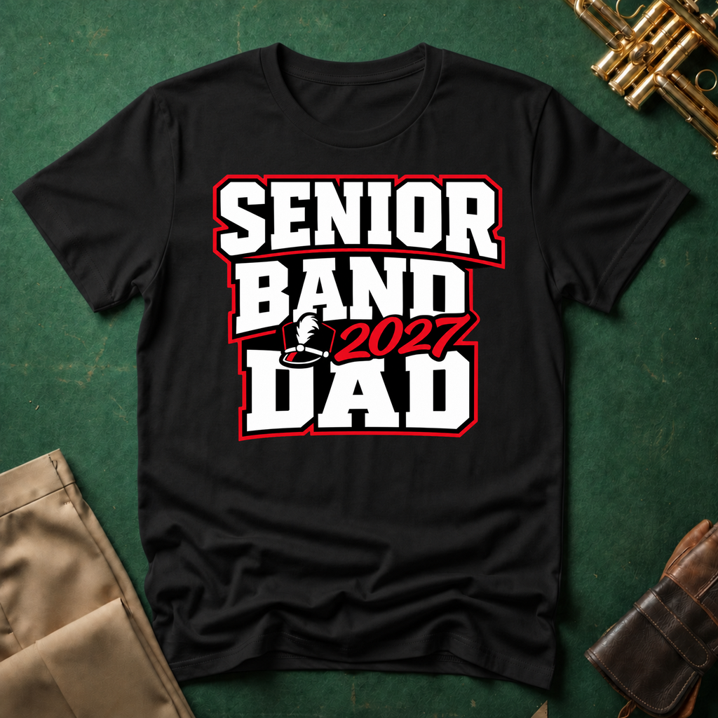 Senior Band 2027 Dad Red Text T-shirt