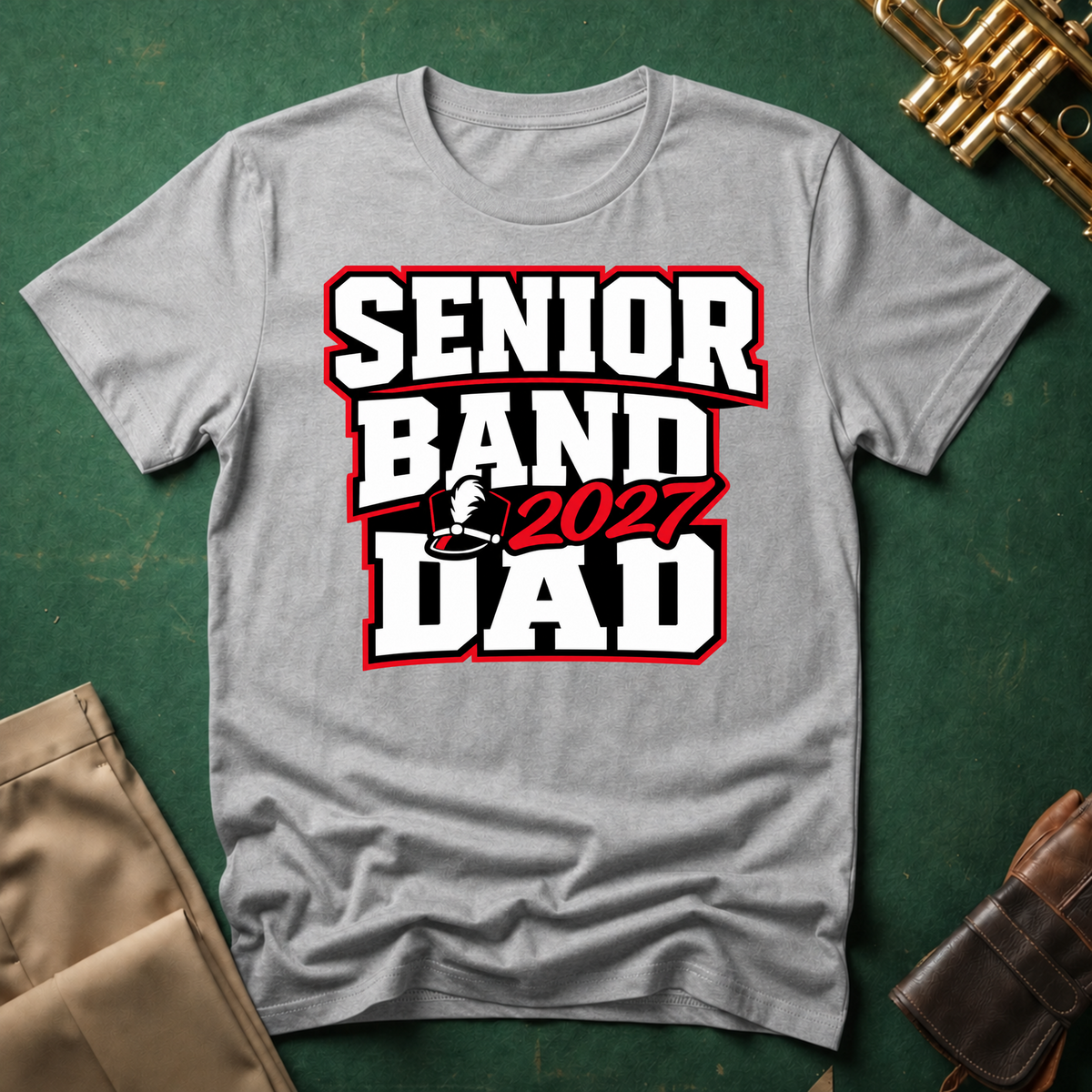Senior Band 2027 Dad Red Text T-shirt