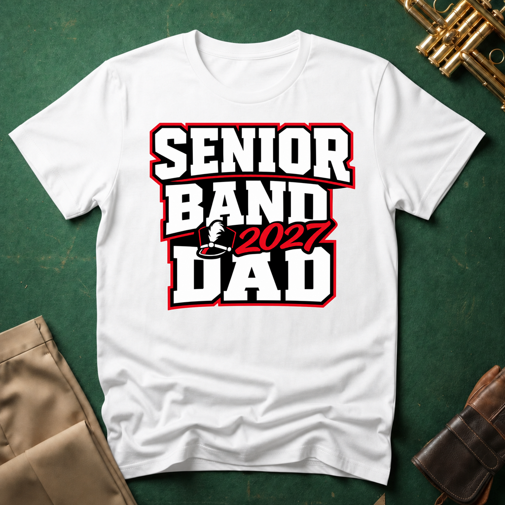 Senior Band 2027 Dad Red Text T-shirt