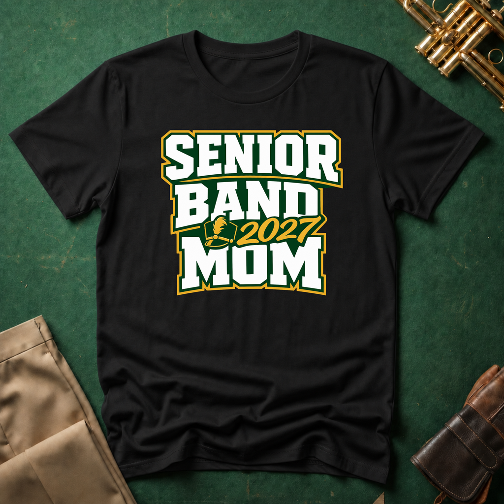 Senior Band 2027 Mom Green/Yellow T-shirt