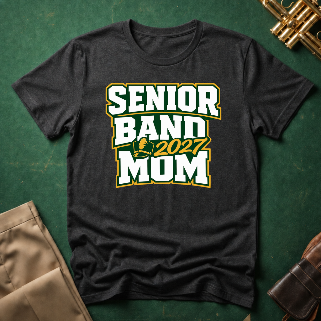 Senior Band 2027 Mom Green/Yellow T-shirt